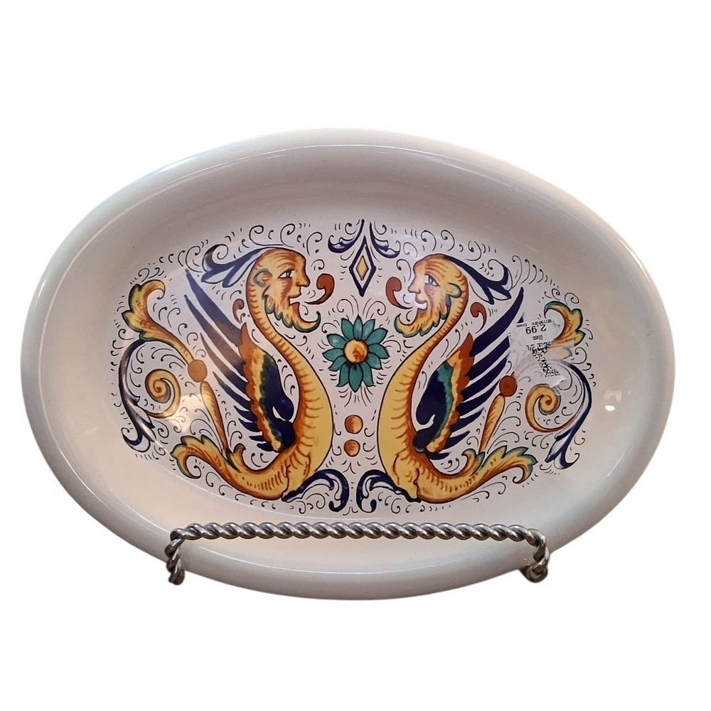 Nova Deruta Raffaellesco Handpainted 9.5"x7" Serving Platter Accent Plate Italy
